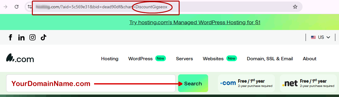 Search for domain name