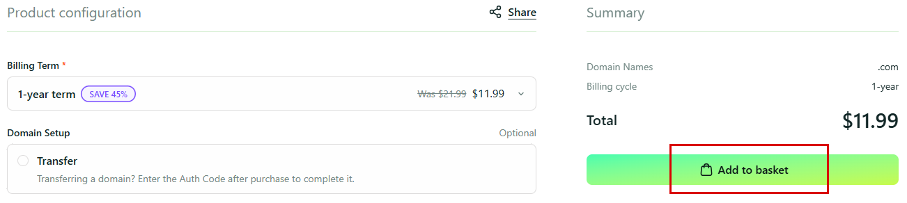 Choose web hosting plan