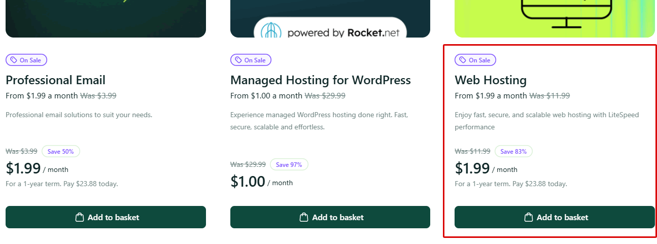 Choose web hosting plan